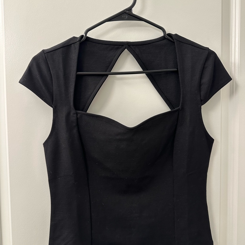 Anthropologie Black Cap Sleeve Cutout Top